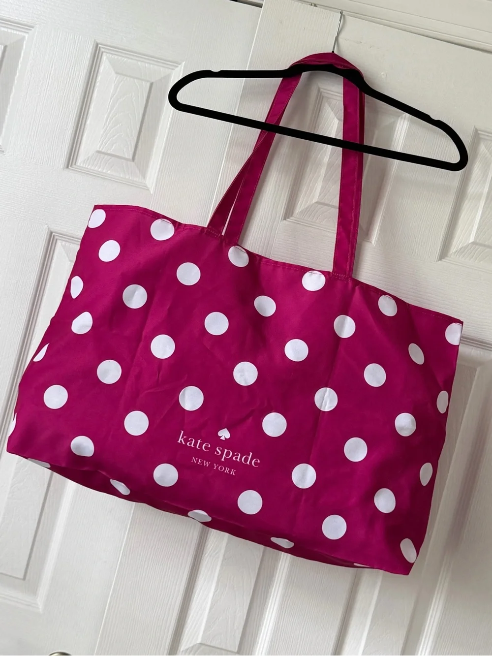 Kate Spade ♠️ Dotted Canvas Tote in Pink & White